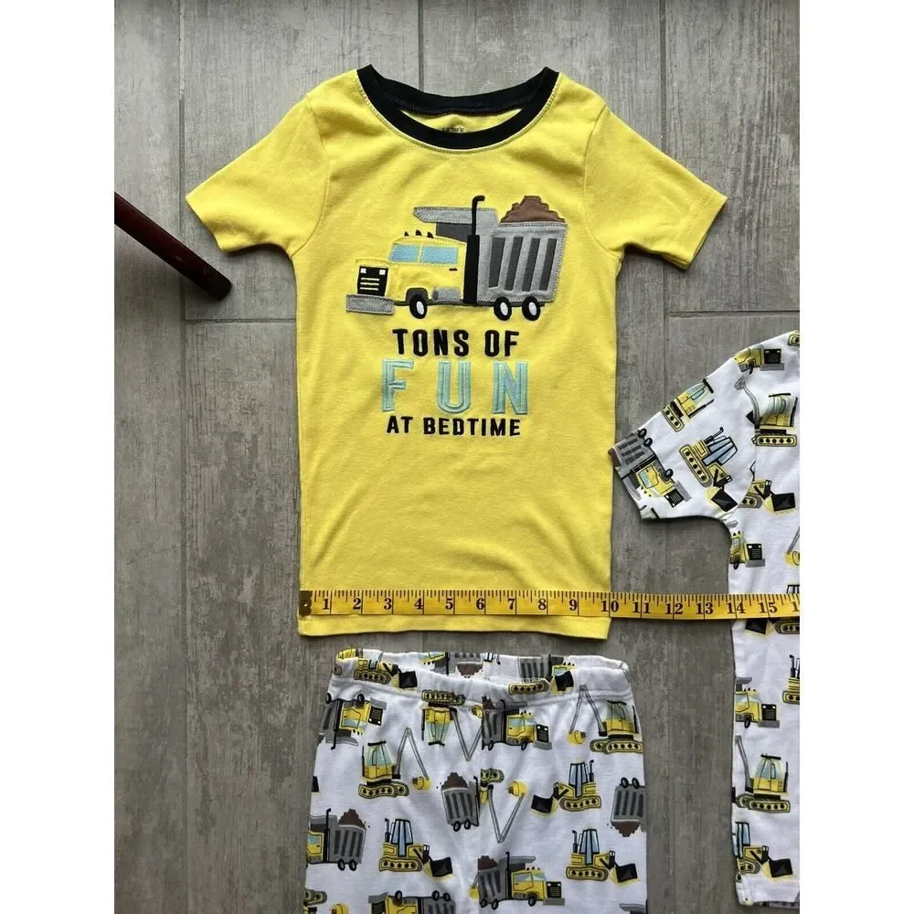 3 Piece Pajama Set Toddler Boy Pjs TONS OF FUN AT BEDTIME Construction Truck 7